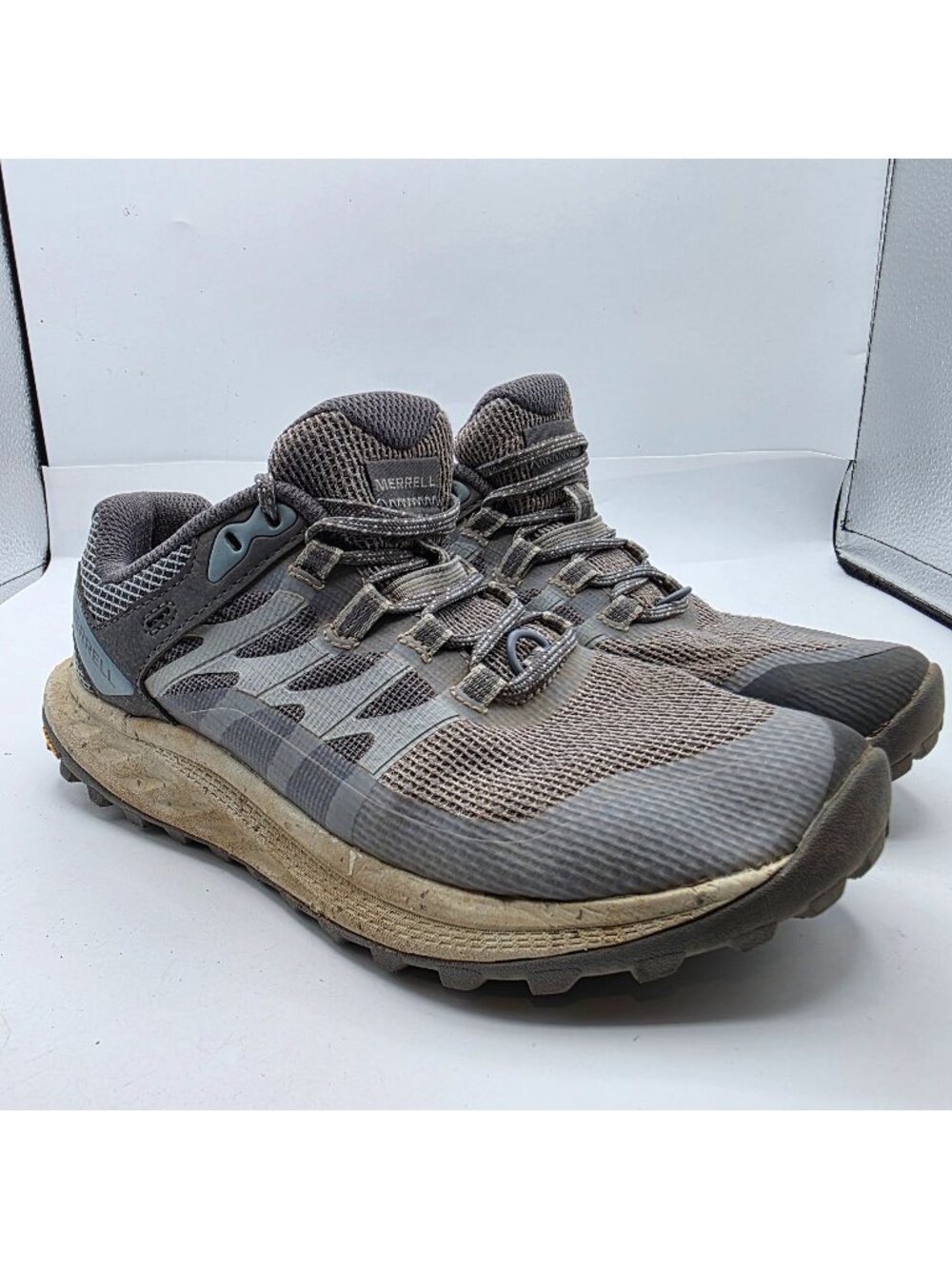 Merrell Antora 3 Womens 6.5 Gray Hiking Shoes Vibram Sole Trail Camping Footwear